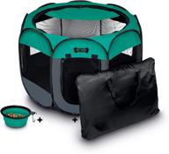 🐾 ruff 'n ruffus portable foldable pet playpen: travel-friendly with free carrying case, travel bowl, and removable shade cover - available in 3 sizes for indoor/outdoor use! logo