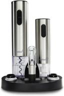 ivation wine gift set, stainless steel electric wine opener, wine aerator, electric vacuum wine preserver, 2 bottle stoppers, foil cutter & led charging base логотип