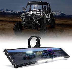img 4 attached to 🔍 Xprite 13" Aluminum UTV Rear View Center Mirror with Interior Lights - Curved Rearview Mirror for Polaris, Can-Am, Arctic Cat, Kawasaki, Yamaha, Honda - Patent Design