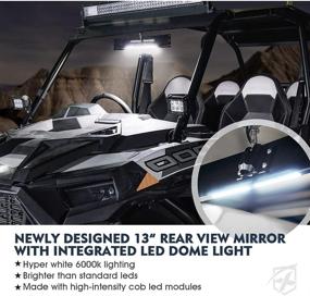 img 3 attached to 🔍 Xprite 13" Aluminum UTV Rear View Center Mirror with Interior Lights - Curved Rearview Mirror for Polaris, Can-Am, Arctic Cat, Kawasaki, Yamaha, Honda - Patent Design