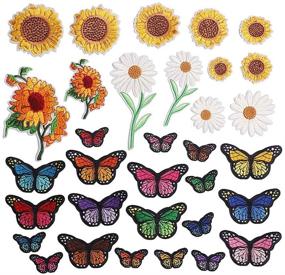 img 3 attached to 🌻 Sunflower Butterfly Applique Embroidered Apparel