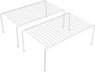 🗄️ medium steel kitchen storage shelf rack with plastic feet - rust resistant finish - cups, dishes, cabinet & pantry organization - 2 pack (white) логотип