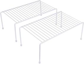 img 4 attached to 🗄️ Medium Steel Kitchen Storage Shelf Rack with Plastic Feet - Rust Resistant Finish - Cups, Dishes, Cabinet & Pantry Organization - 2 Pack (White)