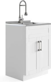 img 3 attached to SimpliHome Hennessy 24 inch Deluxe Laundry Cabinet with Faucet and Stainless Steel Sink: Contemporary Design for Laundry & Utility Rooms
