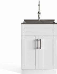 img 2 attached to SimpliHome Hennessy 24 inch Deluxe Laundry Cabinet with Faucet and Stainless Steel Sink: Contemporary Design for Laundry & Utility Rooms