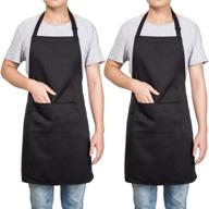 👨 improved 2 pack adjustable bib apron with 2 pockets for cooking, kitchen, bar, and chef use logo