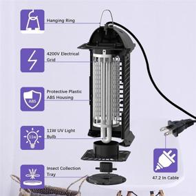 img 3 attached to 🦟 11W Powerful Electric Mosquito Zapper - 4200V Bug Zapper Insect Killer and Mosquito Lamp, Light-Emitting Flying Insect Trap for Indoor, Backyard, Farm (Black)