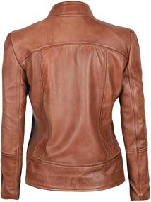 img 2 attached to 🧥 Blingsoul Brown Women's Leather Motorcycle Jacket - Genuine Lambskin Leather Jackets for Women