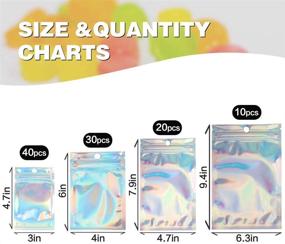 img 3 attached to 🛍️ 100 PCS PUiKUS Reusable Mylar Bags – Smell Proof with Ziplock, Clear Window – Food Self Sealing Storage Supplies (Holographic)