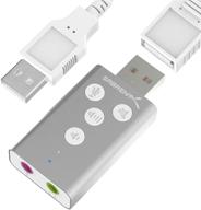 алюминиевый внешний звуковой адаптер usb sabrent 3d stereo для windows и mac - серебристый (au-ddas): подключи и используй, драйвер не требуется. логотип