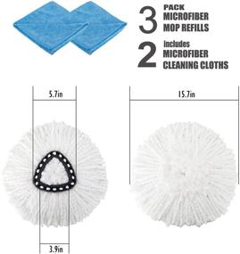 img 3 attached to Efficient 3 Pack Microfiber Mop Replacement Heads with Bonus Cloths - Easy Cleaning Spin Mop Refills