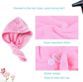 img 2 attached to 🧖 Quick Dry Microfiber Hair Towel, Pack of 2: Twist Wrap for Kids and Women (Pink+Purple)