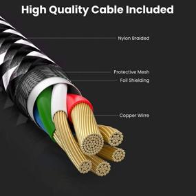 img 1 attached to High-Quality 3.5mm Right Angle Audio Cable - 6FT Long, Gold Plated, Nylon Braided - Ideal for Car, Headphone, iPhones, Tablets