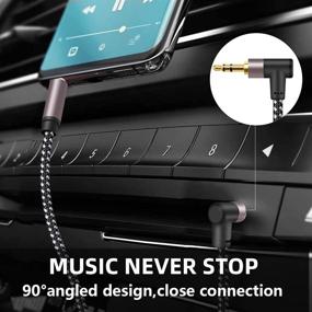 img 3 attached to High-Quality 3.5mm Right Angle Audio Cable - 6FT Long, Gold Plated, Nylon Braided - Ideal for Car, Headphone, iPhones, Tablets