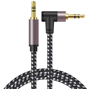 img 4 attached to High-Quality 3.5mm Right Angle Audio Cable - 6FT Long, Gold Plated, Nylon Braided - Ideal for Car, Headphone, iPhones, Tablets