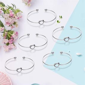 img 2 attached to Bridesmaid Bracelets: Ikooo 5 pcs Love Knot Open Bangle with Bride Tribe Hair Tie - Perfect Wedding Gift for Best Friend and the Bride's BFF