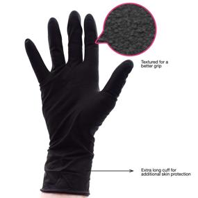 img 1 attached to 🧤 Colortrak Premium Grip Reusable Gloves, Pack of 4 (8 Gloves Total), Latex-Free, Long Lasting and Chemical Resistant, Textured for Enhanced Grip, Extra Long Cuff, Washable, Black, Size Small