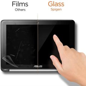 img 1 attached to Spigen 10.1-Inch Tempered Glass Screen Protector for 📱 Asus Chromebook Flip C100PA-DB02 / C101PA-DB02 - [9H Hardness]