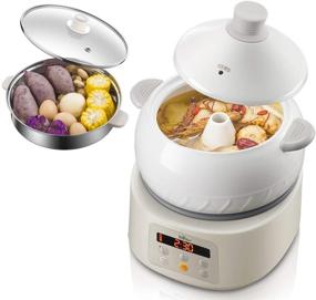 img 4 attached to Bear Electric Steam Cooker with Multi-functionality, Yunnan Chicken Soup Steamer with Ceramics, DQG-A30C1 New Natural Ceramics Cooking Method, 3L Capacity