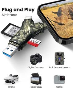 img 2 attached to 📸 4-in-1 Trail Camera Viewer: SD Card Reader for iPhone/iPad/USB C & Micro USB Android/Pcs, Supports SD/Micro SD, Plug and Play