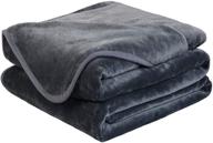 🛋️ easeland soft queen size blanket - all season warmth, microplush lightweight thermal fleece blanket for couch, bed, sofa - 90x90 inches, dark gray logo