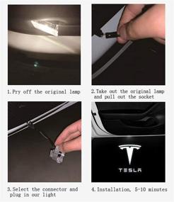 img 1 attached to 🚘 TESLA LED Logo Projector Puddle Lights - Welcome Light Ghost Shadow | Model 3, Model S, Model X Accessories (4 Pack)