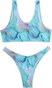 img 4 attached to SweatyRocks Swimwear Waisted Swimsuits Multicoloured Women's Clothing for Swimsuits & Cover Ups