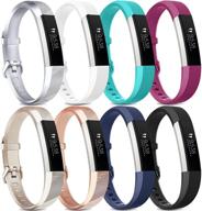 📱 classic soft silicone sport replacement wristbands for fitbit alta / alta hr - 8 pack bands for women and men (small, 8 pack b) logo