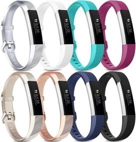 img 4 attached to 📱 Classic Soft Silicone Sport Replacement Wristbands for Fitbit Alta / Alta HR - 8 Pack Bands for Women and Men (Small, 8 Pack B)