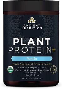 img 4 attached to 🌱 Органический растительный белок Ancient Nutrition +, веганский ванильный порошок белка, формула доктора Джоша Акса, без молока, без глютена, без ГМО, без сахара, палео-дружественный добавка 11.5 унций