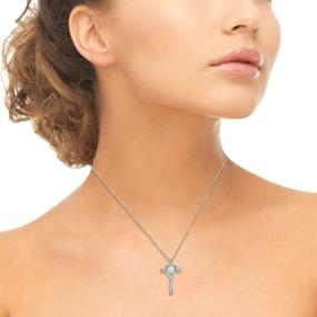 img 1 attached to Teen's or Women's Heart Gem Cross Pendant Necklace in Sterling Silver