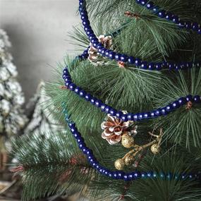 img 3 attached to Blue Christmas Wood Bead Garland 🎄 - 16 Feet, Holiday Decoration for Christmas Tree