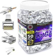 🔌 cat6a rj45 passthrough connectors - 50 pieces jar for 23awg & 24awg cat6/cat6a network cables logo