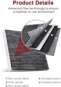 img 3 attached to 🚗 Puroma Cabin Air Filter with Activated Carbon - CP285/CF10285 Replacement (2 pcs) for Toyota, Lexus, Scion