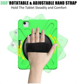 img 2 attached to 🔋 ZenRich iPad Air 4 10.9 Case: Heavy Duty Shockproof Case with Screen Protector, Stand, Hand Strap, and Shoulder Belt for iPad 10.9 inch/iPad Pro 11 inch 2020/2018 - Green