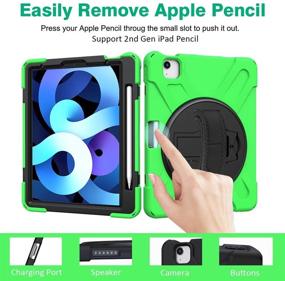 img 3 attached to 🔋 ZenRich iPad Air 4 10.9 Case: Heavy Duty Shockproof Case with Screen Protector, Stand, Hand Strap, and Shoulder Belt for iPad 10.9 inch/iPad Pro 11 inch 2020/2018 - Green