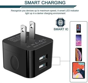 img 1 attached to 🔌 2Pack USB Wall Chargers: 2.4A Dual Port Fast Charger for iPhone, Samsung, LG, Google Pixel - Square Flat Power AC Adapter Charging Station