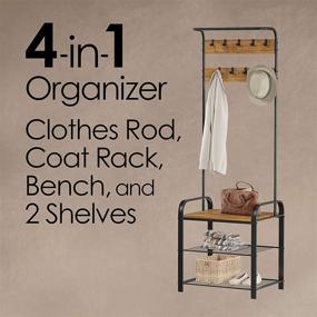 img 3 attached to 🧥 Stylish Silver Metal Hall Tree with Storage Bench - Lavish Home Entryway Coat Rack, 18” W