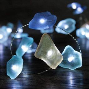 img 4 attached to 🌊 CRYSTAL CLUB Sea Glass String Lights - 10ft 40 LEDs | Battery Operated LED Fairy Lights with Remote Control | Nautical Theme | USB Plug-in Indoor Lighting for Holidays, Home Bedroom Decor