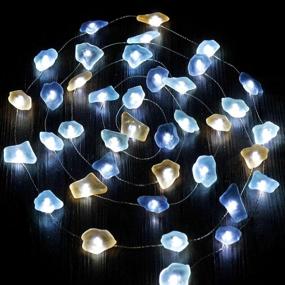 img 3 attached to 🌊 CRYSTAL CLUB Sea Glass String Lights - 10ft 40 LEDs | Battery Operated LED Fairy Lights with Remote Control | Nautical Theme | USB Plug-in Indoor Lighting for Holidays, Home Bedroom Decor