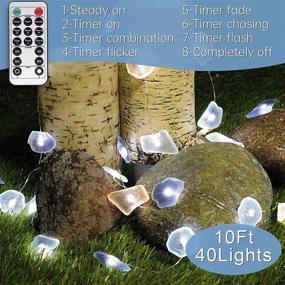 img 2 attached to 🌊 CRYSTAL CLUB Sea Glass String Lights - 10ft 40 LEDs | Battery Operated LED Fairy Lights with Remote Control | Nautical Theme | USB Plug-in Indoor Lighting for Holidays, Home Bedroom Decor