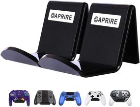 img 4 attached to 🎮 Acrylic Wall Mount Holder Stand for Xbox One PS4 Pro - Pack of 2 OAPRIRE Video Game Controller Accessories with Cable Clips - Black