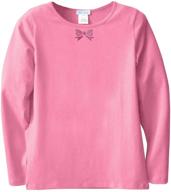 charming petite amelia little girls long sleeve embroidery bow top: delightful style for young fashionistas logo