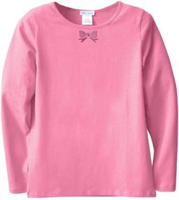 img 1 attached to Charming Petite Amelia Little Girls Long Sleeve Embroidery Bow Top: Delightful Style for Young Fashionistas