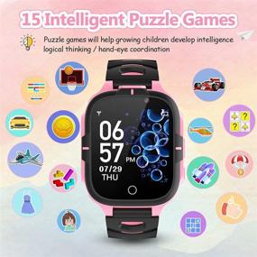 img 1 attached to 📱 Умные детские часы для девочек и мальчиков - 2 камеры звонка Smartwatch с 15 играми, музыкальным проигрывателем, будильником, фонариком, 12/24 часа, HD сенсорный экран - образовательные игрушки для детей от 3 до 14 лет (розовый)