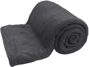 img 3 attached to 🛏️ Brentfords Super Soft Teddy Fleece Blanket - Large Charcoal Grey Throw Over Bed, Plush and Warm Sofa Bedspread - 60"x 78" Size