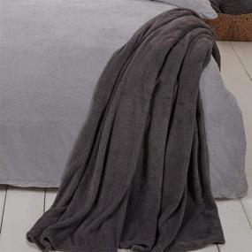 img 2 attached to 🛏️ Brentfords Super Soft Teddy Fleece Blanket - Large Charcoal Grey Throw Over Bed, Plush and Warm Sofa Bedspread - 60"x 78" Size