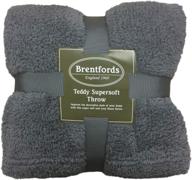 🛏️ brentfords super soft teddy fleece blanket - large charcoal grey throw over bed, plush and warm sofa bedspread - 60"x 78" size logo