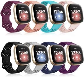 img 4 attached to 📿 Surundo 8-пакет: дышащие, водонепроницаемые браслеты для умных часов Fitbit Sense и Versa 3