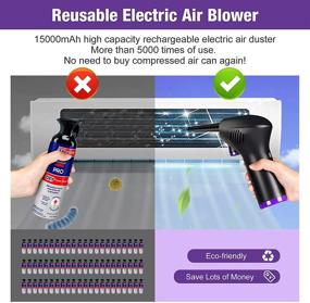 img 3 attached to 💨 Lantoo Electric Cordless Air Duster - Computer Cleaning with Rechargeable 15000mAh Battery, Powerful 36000 RPM, Typc-C Fast Charging - A Compressed Air Cans Spray Gas Cans Alternative